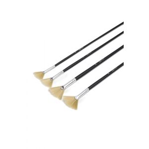 Elan Pinceaux &Eacute;ventails, Lot de 4 Pinceaux Peinture Huile, Poil Synth&eacute;tique Imitation Soie de Porc, Pinceau &Eacute;ventail, Pinceau Huile Peinture (BG Productions, neuf)