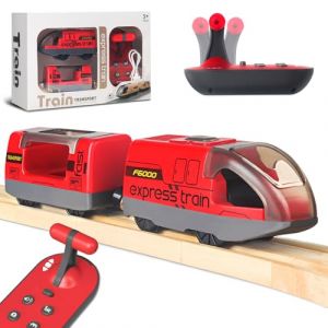 Beginreally Jouet de Train &eacute;lectrique pour Rails en Bois, t&eacute;l&eacute;commande avec 4 Effets sonores et Effets de lumi&egrave;re, pour Enfants de 3, 4, 5, 6 Ans et Plus, Compatible avec Thomas, Brio, Chuggington (Beginreally, neuf)