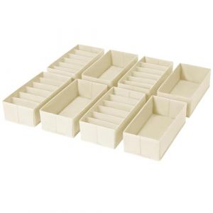 DIMJ Lot de 8 Boite Rangement Vetement - Rangement Tiroir Organisateur de Tiroir, Organisateur Dressing Organiseur Tiroir en Tissu, pour Chaussettes, Soutiens-Gorge, Culottes, Classique Beige (lv zhu EU, neuf)