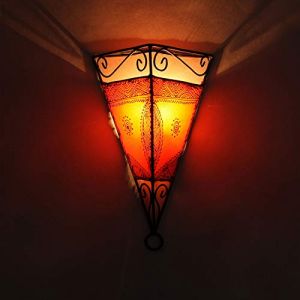 Casa Moro | Applique murale orientale marocaine Emrah Orange | Belle lampe de Henna Taille H34 x L23 x P17 cm | Armature de lampe en fer | Abat-jour en cuir | Artisanat d'art en Marrakesch | L1061 (Casa Moro, neuf)