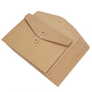 10 Pcs Pochettes de Fichier A4 en Papier Kraft Chemise de Dossier Épais avec Boucle Sac de Document Cahier Horizontal Enveloppe de Rangement Farde en Corde Durable Papeterie de Bureau École Maison (Xinxiang Optics, neuf)