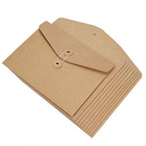 10 Pcs Pochettes de Fichier A4 en Papier Kraft Chemise de Dossier Épais avec Boucle Sac de Document Cahier Horizontal Enveloppe de Rangement Farde en Corde Durable Papeterie de Bureau École Maison (Xinxiang Optics, neuf)