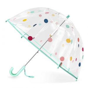 Parapluie pour enfant avec toit en dôme - Design léger et mignon - Protection contre le vent et la pluie - En forme de cloche - Transparent - Cadeaux pour enfants, Pois verts, S (VICOPICO, neuf)