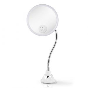 Mirror de Maquillage Grossissant x10 avec Col de Cygne Flexible - Mirror de Table et Mural 2 en 1 pour la Coiffeuse et la Salle de Bain, Magnifying Makeup Miroir - 17cm x 17cm (Rond) (Mirrorvana Europe, neuf)