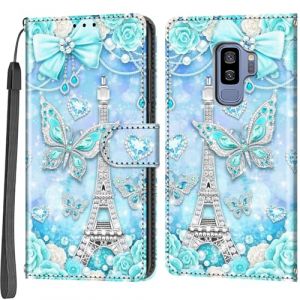 Coque pour Samsung Galaxy S9 Plus, Housse en Cuir PU Etui à Rabat Pochette de Antichoc Portefeuille avec Fentes pour Cartes Fonction Support Tour (SUERGUTE, neuf)