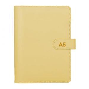 Classeur &agrave; Anneaux A5 en Cuir - Couverture Rechargeable &agrave; 6 Anneaux pour Papier de Remplissage A5 - Classeur Budget Planner pour L'&eacute;cole, la Maison, le Bureau (Papier Int&eacute;rieur non Inclus) Jaune (INCNMAD, neuf)