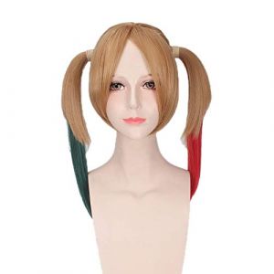 GUANBBD Perruque de cosplay - Commandement suicidaire Harleen Quinzel pour femmes - Deux queues de cheval - Perruque courte - Costume Harley Quinn - Perruques de cheveux synthétiques résistantes à la (GUANBAIJI1982, neuf)