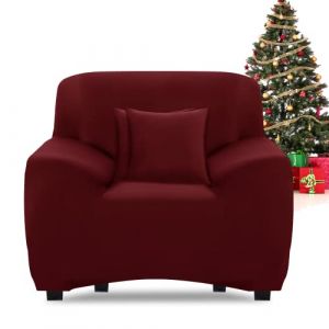FIGOOO Housse de Canapé Extensible 1 Place Revêtement de Canapé avec Accoudoirs Universel Lavable Antidérapante Élastique Couverture de Canapé à Accoudoirs Protector Decoration pour Canapé,Bourgogne (FIGOOO, neuf)