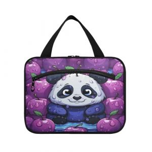 Linnyio Panda Mignon De Dessin Animé Violet Trousse de Toilette de Voyage Suspendue Maquillage,Grande Capacité Pliable Rangement Sacs de Lavage pour Femmes Filles (Linnyio, neuf)