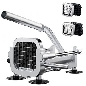 Eascandy Coupe-frites professionnel, Trancheuse &agrave; pommes de terre en acier inoxydable 12,7 mm et 9,5 mm, Coupe-pommes de terre robuste pour patates douces, carottes, ignames et concombres. (Eascandy Shop, neuf)