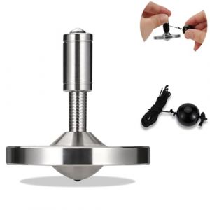LOQATIDIS Toupie de pr&eacute;cision en Corde, Gyroscope de Table Anti-gravit&eacute; en Acier Inoxydable Haute Performance, Temps d'essorage Incroyable jusqu'&agrave; 15 Minutes (Argent L) (Loqatidis Specialty Store, neuf)