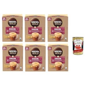 NESCAFÉ GOLD Ginseng Mélange de poudre pour boissons avec du lait, du café et du ginseng, 6x 10 sacs de 7g (70 g) + Italian Gourmet Polpa di Pomodoro 400g Dose (Italiaen Gourmet UK Ltd, neuf)