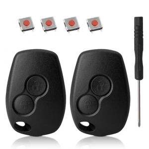 Sudnsadaks 2 Pièces Télécommande 2 Boutons Coque de Clé, sans Lame de Voiture avec 4 Switchs 1 Tournevis, Coque Clé Voiture Compatible avec Renault Kangoo Modus Clio Master Trafic Twingo Switch Dacia (CONTRASTE SIDERAL - UNIPESSOAL LDA, neuf)