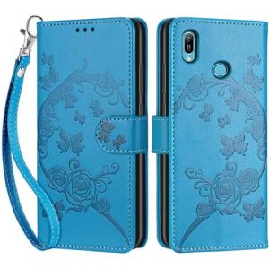 Coque pour Huawei Y6 2019 / Y6 Prime 2019, Coque Huawei Honor 8A 2019/2020, Etui Protection Housse Premium Cuir de Portefeuille en Fermeture Magn&eacute;tique Flip Case pour Honor 8A Pro Coque (Bleu) (DIKAS, neuf)