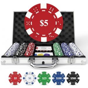 HEITOK Mallette Poker 300 Jetons Num&eacute;rot&eacute;s 11.5g - Set de Poker Complet Texas Holdem Blackjack avec Coffret Aluminium Renforc&eacute;, 2 Jeux de Cartes, D&eacute;s et Boutons Dealer pour Soir&eacute;e Casino Adulte (HEITOK, neuf)