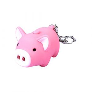 Gemini_mall® Porte-clés cochon mignon avec lumière LED tactile avec son pour sac de voiture - Décoration cadeau (rose) (Gemini_mall, neuf)
