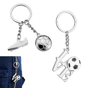 YUVKIN Lot de 2 Th&egrave;me Football, Cr&eacute;atif, Pendentif Personnalis&eacute;, Cadeaux pour Gar&ccedil;ons et Fans de Football, R&eacute;compense pour &Eacute;cole de Sport, Accessoire Cadeau, Porte Cl&eacute; Foot, D&eacute;coration pour Voiture (HerEdit, neuf)