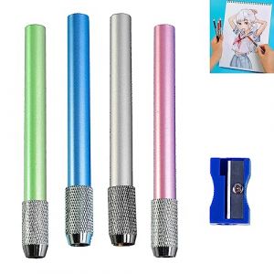 GNAUMORE Prolongateurs de Crayon,Outil Extension de Crayon,Rallonge Support Crayon,M&eacute;tal Rallonge Crayon,Extensions de Crayon,Rallonge Crayon,Crayon Allongement,Rallonge Support Crayon 4PC (Qinuurod, neuf)