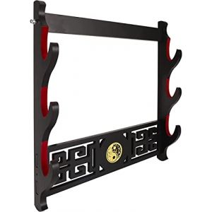 Dfdvye Katana Support mural pour épée - Symbole de Tai Chi à 3 niveaux - Support Katana rembourré en velours - Épée de samouraï - Présentoir - Baguette magique - Sabre laser Wakizashi - Présentoir (Dfdvye, neuf)