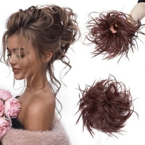 TESS Postiche Chignon Synthetique, Postiche Chignon Cheveux Naturel Chignon Elastique Chignon Postiche D&eacute;coiff&eacute; Extension Chouchou Chignon, Auburn fonc&eacute; (TESS Official, neuf)