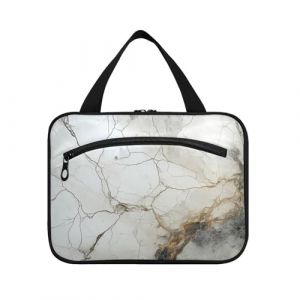 Linnyio Abstrait Marbre Blanc Noir Trousse de Toilette de Voyage Suspendue Maquillage,Grande Capacité Pliable Rangement Sacs de Lavage pour Femmes Filles (Linnyio, neuf)