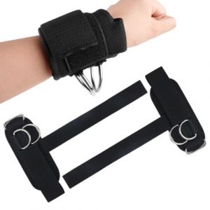 2 Pièces Sangle de Tirage, Sangle Poignet Musculation avec Anneaux en D pour L'Entraînement Sur Une Tyrolienne, Straps Musculation pour Haltères, Haltères, Deadlifts, Haltérophilie, Musculation (LIUqiannan, neuf)