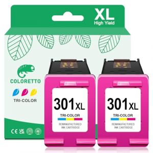 COLORETTO 301XL Cartouche pour HP 301 Couleur Envy 5530 4500 4507 5532 4504 4502 4508 DeskJet 2540 1510 2547 2549 3050 1050 OfficeJet 2620 2622 2624 4630 4632 4436 HP301 Cartouche encre pour HP 301 XL (COLORETTO-EU, neuf)