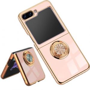 ILING Coque pour Samsung Galaxy Z Flip 7 FE/Samsung Galaxy Z Flip 6 5G avec 360 Degr&eacute;s Rotation Bague, Luxueux Bordure Dor&eacute;e Souple TPU Silicone Antichoc Tr&egrave;s Mince Housse Femme &Eacute;tui (Rose) (Wanten, neuf)