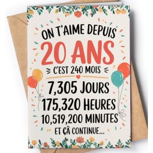 Greeting Cards for Everyone Carte Anniversaire 20 Ans Fille, Garcon - Cadeau 20 Ans Femme ou Homme - Carte ou Deco Joyeux pour Fille, Fils, S&oelig;ur, Fr&egrave;re ou Ami - EU 207 (Greetings Cards for Everyonee, neuf)