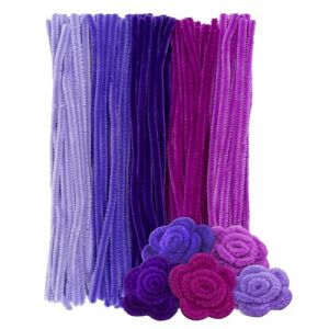Ideen mit Herz | 100 fils chenille | cure-pipes pour bricolage | cure-pipes multicolores en 5 couleurs diff&eacute;rentes | 30 cm de long | &Oslash; 6 mm (tons violet) (Ideen mit Herz, neuf)