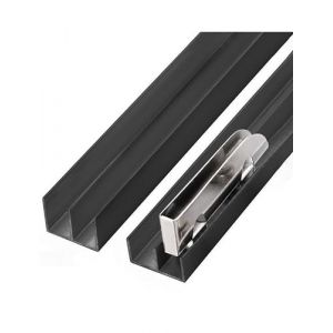 Rail de porte coulissante en verre robuste &agrave; double canal &ndash; Kit en aluminium pour vitrines, &eacute;tag&egrave;res et armoires avec roulettes lisses (haolingjie, neuf)