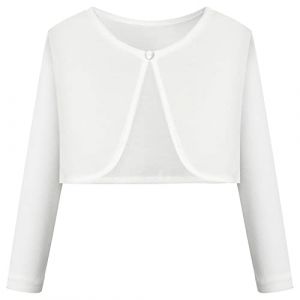 BONNY BILLY Gilet Fille Manches Longues Tricot Court Bol&eacute;ro Cardigan Enfant Fille 10-11 Ans Blanc (BONNY BILLY CLOTHING, neuf)