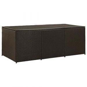 vidaXL Boîte de Rangement de Jardin Coffre de Rangement d'Extérieur Banc de Rangement Stockage Arrière-Cour Résine Tressée 180x90x70 cm Marron (KOZAK VIVI XP Kft., neuf)