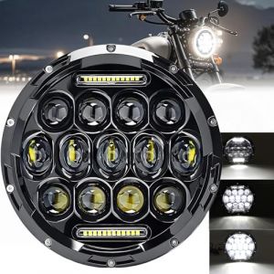 DREAMIZER 7'' Phare LED Moto Homologu&eacute; E avec Indicateur Blanc DRL Angel Eye Ambre Compatible avec Harley Road King Street Glide Softail Electra Glide J-eep Wrangler JK TJ (WQ Fashion Mall, neuf)