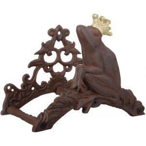 Esschert Design Support mural pour tuyau d'arrosage en fonte avec grenouille décorative à couronne Env. 20,5 x 25 x 16 cm (meingartencenter24 (Allemagne), neuf)