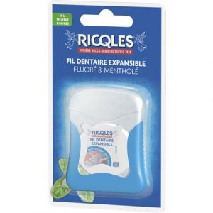 Ricqles Fil Dentaire Expansible 40m Goût Mentholé (JuniorAmz, neuf)