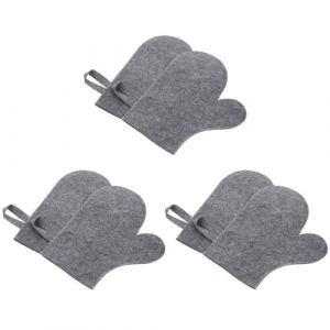 LOORGVEL Lot de 6 Moufles de Sauna en Feutre Gris R&eacute;sistants &agrave; la Chaleur et Absorbants Moufles de Bain Universels pour Hommes et Femmes Accessoires pour Sauna Confort et Isolation (YANJHG, neuf)