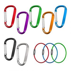 7 boucles d'escalade en alliage d'aluminium de type d, 3 boucles de fil d'acier color&eacute;es; Pour Camping, randonn&eacute;e, p&ecirc;che, voyage, camping - car familial, accessoires de plein air (7 couleurs) (SYTRAVO, neuf)