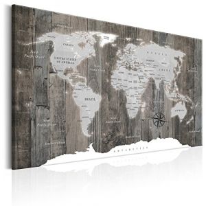 B&D XXL - Tableau en Li&egrave;ge Monde 90x60 cm - Tableau d'Affichage Mappemonde Cadre en Bois Grande D&eacute;coration Murale pour Bureau Maison - Carte de voyage style vintage k-C-0050-p-c (murando, neuf)