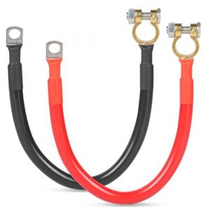 SWAWIS 2 Pi&egrave;ces Cable Batterie Voiture M10 50cm Cable 25mm2 Cable Batterie 12V/24V avec Cosse Batterie pour Moto Solaire C&acirc;ble de Batterie de Masse Voiture, Noir + Rouge (Smawis, neuf)