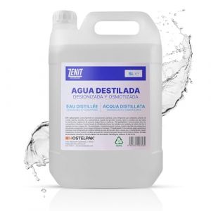 Hostelpak | Eau distill&eacute;e 5 litres/Distilled Water 5L &ndash; Eau d&eacute;min&eacute;ralis&eacute;e et eau d&eacute;sionis&eacute;e, id&eacute;ale pour repasser, tatouage, CPAP, batteries, laboratoires et pour les plantes &ndash; Utilisations multiples (HOSTELPAK, neuf)