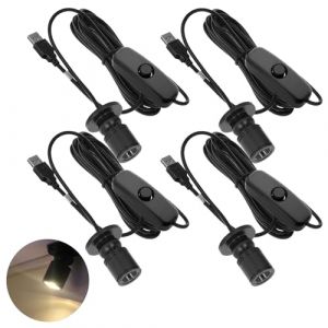 PORFOYO MiniS Projecteur LED USB,4 Pi&egrave;ces 3W 5V MiniS Spots Lumineux USB Avec Interrupteur,Mini Spot Lumineux Pour Vitrines,Armoires A Bijoux,Porches(Lumi&egrave;re Blanche Chaude 3000K) (IKSETERATA, neuf)