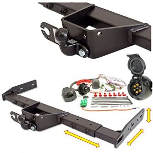 Attelage de remorque universel variable - pour campeur, camping-car, caravane, tombereau, un camione, voiture de livraison (avec kit &eacute;lectrique 7 broches) (XIMPLIO-Shop, neuf)