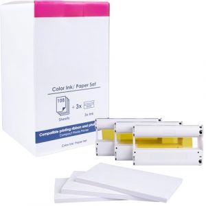 Papier photo et cartouche de rechange Canon KP-108IN 3115B001 pour Selphy CP1000 CP1200 CP1300 CP1500 CP400 CP720 CP760 CP780 CP800 CP910 Photo Printer CP 100 200 222 0 à 300 (108 feuilles de papier (druckdichaus, neuf)