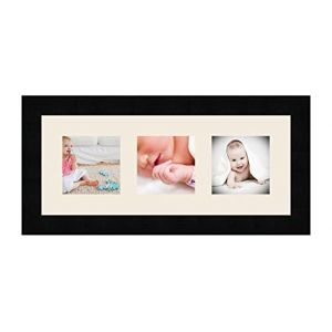 Cadres Photos pêle mêle multivues Blanc Cassé 3 Photo(s) 10x10 Passe Partout, Cadre Photo Mural 38x15 cm Noir, 3 cm de Largeur (RK Cadres, neuf)