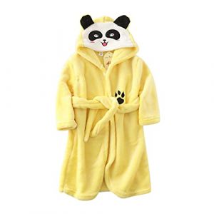 Robe De Chambre Polaire Enfant Fille Garcon Longue Peignoirs De Bain Fille Flanelle Animaux Peignoir Chaud Hiver Coton Enfant Fille Mignon Panda Robe De Chambre Polaire à Capuche (Yellow, 5-6 Years) (Vuncio, neuf)