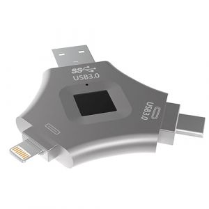 Clé USB déverrouillée par empreinte digitale, clé USB sécurisée protégée par mot de passe, clé USB, disque doigt I-N avec interface Type-c pour Android/iOS,128G (YingXianTongBoShangMaoYouXianGongSi, neuf)