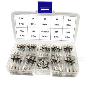 ALLNICE Assortiment de fusibles en verre M6 x 30 mm - 0,5 A, 1 A, 2 A, 3 A, 5 A, 10 A, 15 A, 20 A, 30 A, 72 pi&egrave;ces et 10 pi&egrave;ces de si&egrave;ge de fusible (type 3 : M6 x 30 mm) (AllNice EU, neuf)