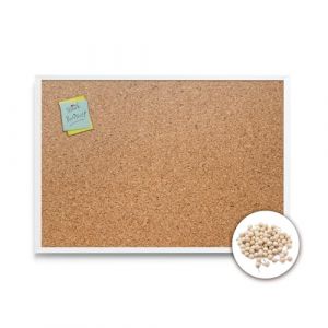 Tulup Grand Tableau en Li&egrave;ge 120x90 cm Tableau M&eacute;mo Avec Cadre Blanc en Plastique de Pr&eacute;sentation Tableau d'affichage pour Bureau, Salle de Classe ou Maison d'organisation Avec Punaises (Tulup, neuf)