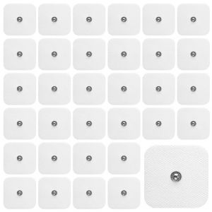 Électrodes gel TENS/EMS 50x50mm en lot de 32 pads autocollants compatibles Sanitas Beurer, confortables et réutilisables (Roontin EU, neuf)